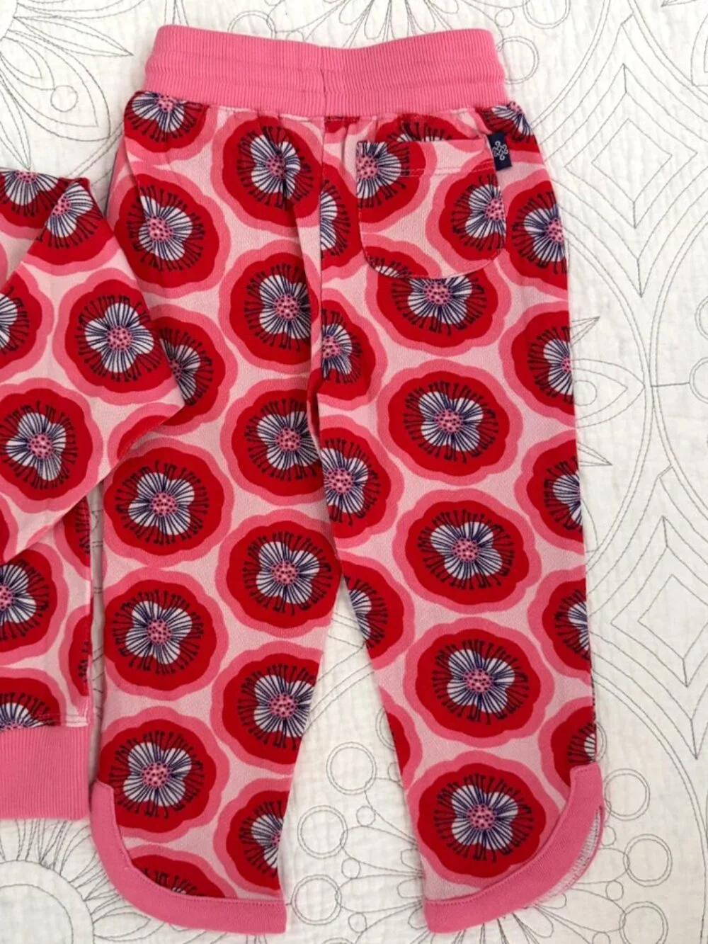 MACRAE SKYE Floral French Terry Set sz. 2 Red Poppy Print Sweatshirt & Joggers